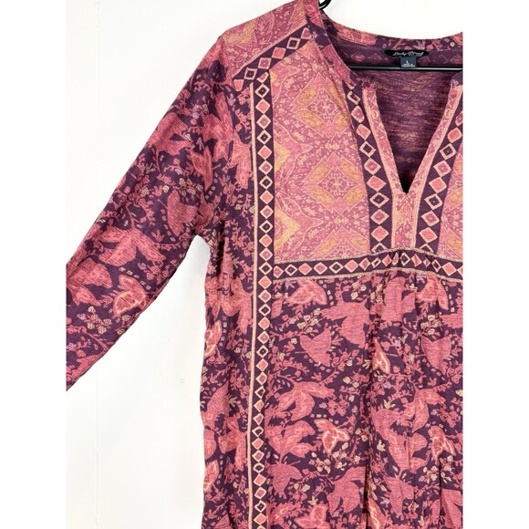 Lucky Brand Peasant Top Boho Bohemian Folk Flowy Western Open Back Size Large - Picture 4 of 10
